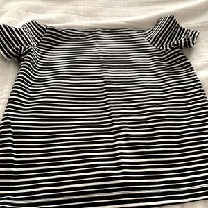 Off shoulder striped top.
